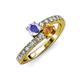 3 - Delise 5.00mm Round Tanzanite and Citrine with Side Diamonds Bypass Ring 