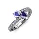 3 - Delise 5.00mm Round Tanzanite and Iolite with Side Diamonds Bypass Ring 
