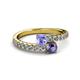 2 - Delise 5.00mm Round Tanzanite and Iolite with Side Diamonds Bypass Ring 