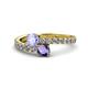 1 - Delise 5.00mm Round Tanzanite and Iolite with Side Diamonds Bypass Ring 