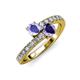 3 - Delise 5.00mm Round Tanzanite and Iolite with Side Diamonds Bypass Ring 