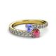 2 - Delise 5.00mm Round Tanzanite and Rhodolite Garnet with Side Diamonds Bypass Ring 
