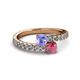 2 - Delise 5.00mm Round Tanzanite and Rhodolite Garnet with Side Diamonds Bypass Ring 