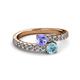 2 - Delise 5.00mm Round Tanzanite and Aquamarine with Side Diamonds Bypass Ring 