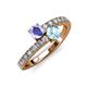 3 - Delise 5.00mm Round Tanzanite and Aquamarine with Side Diamonds Bypass Ring 