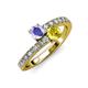 3 - Delise 5.00mm Round Tanzanite and Yellow Sapphire with Side Diamonds Bypass Ring 