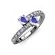 3 - Delise 5.00mm Round Tanzanite with Side Diamonds Bypass Ring 
