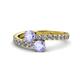 1 - Delise 5.00mm Round Tanzanite with Side Diamonds Bypass Ring 