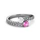 2 - Delise 5.00mm Round White and Pink Sapphire with Side Diamonds Bypass Ring 