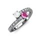 3 - Delise 5.00mm Round White and Pink Sapphire with Side Diamonds Bypass Ring 