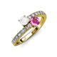 3 - Delise 5.00mm Round White and Pink Sapphire with Side Diamonds Bypass Ring 