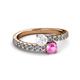 2 - Delise 5.00mm Round White and Pink Sapphire with Side Diamonds Bypass Ring 