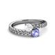 2 - Delise 5.00mm Round White Sapphire and Tanzanite with Side Diamonds Bypass Ring 