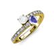 3 - Delise 5.00mm Round White Sapphire and Tanzanite with Side Diamonds Bypass Ring 