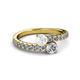 2 - Delise 5.00mm Round White Sapphire and Diamond with Side Diamonds Bypass Ring 