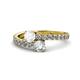 1 - Delise 5.00mm Round White Sapphire and Diamond with Side Diamonds Bypass Ring 