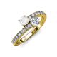 3 - Delise 5.00mm Round White Sapphire and Diamond with Side Diamonds Bypass Ring 
