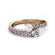 2 - Delise 5.00mm Round White Sapphire and Diamond with Side Diamonds Bypass Ring 
