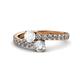 1 - Delise 5.00mm Round White Sapphire and Diamond with Side Diamonds Bypass Ring 