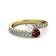 2 - Delise 5.00mm Round White Sapphire and Ruby with Side Diamonds Bypass Ring 