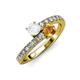 3 - Delise 5.00mm Round White Sapphire and Citrine with Side Diamonds Bypass Ring 