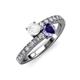 3 - Delise 5.00mm Round White Sapphire and Iolite with Side Diamonds Bypass Ring 