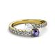 2 - Delise 5.00mm Round White Sapphire and Iolite with Side Diamonds Bypass Ring 