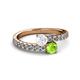 2 - Delise 5.00mm Round White Sapphire and Peridot with Side Diamonds Bypass Ring 