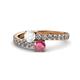 1 - Delise 5.00mm Round White Sapphire and Rhodolite Garnet with Side Diamonds Bypass Ring 