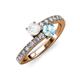 3 - Delise 5.00mm Round White Sapphire and Aquamarine with Side Diamonds Bypass Ring 