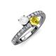 3 - Delise 5.00mm Round White and Yellow Sapphire with Side Diamonds Bypass Ring 