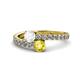 1 - Delise 5.00mm Round White and Yellow Sapphire with Side Diamonds Bypass Ring 