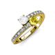 3 - Delise 5.00mm Round White and Yellow Sapphire with Side Diamonds Bypass Ring 