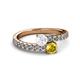 2 - Delise 5.00mm Round White and Yellow Sapphire with Side Diamonds Bypass Ring 