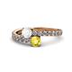 1 - Delise 5.00mm Round White and Yellow Sapphire with Side Diamonds Bypass Ring 