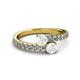 2 - Delise 5.00mm Round White Sapphire with Side Diamonds Bypass Ring 