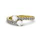 1 - Delise 5.00mm Round White Sapphire with Side Diamonds Bypass Ring 