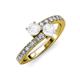 3 - Delise 5.00mm Round White Sapphire with Side Diamonds Bypass Ring 