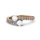 1 - Delise 5.00mm Round White Sapphire with Side Diamonds Bypass Ring 