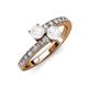 3 - Delise 5.00mm Round White Sapphire with Side Diamonds Bypass Ring 