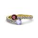 1 - Delise 5.00mm Round Ruby and Tanzanite with Side Diamonds Bypass Ring 