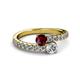 2 - Delise 5.00mm Round Ruby and Diamond with Side Diamonds Bypass Ring 