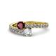 1 - Delise 5.00mm Round Ruby and Diamond with Side Diamonds Bypass Ring 