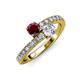 3 - Delise 5.00mm Round Ruby and Diamond with Side Diamonds Bypass Ring 