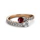 2 - Delise 5.00mm Round Ruby and Diamond with Side Diamonds Bypass Ring 