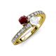 3 - Delise 5.00mm Round Ruby and White Sapphire with Side Diamonds Bypass Ring 