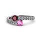 1 - Delise 5.00mm Round Ruby and Pink Sapphire with Side Diamonds Bypass Ring 