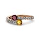 1 - Delise 5.00mm Round Ruby and Citrine with Side Diamonds Bypass Ring 