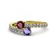 1 - Delise 5.00mm Round Ruby and Iolite with Side Diamonds Bypass Ring 