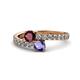 1 - Delise 5.00mm Round Ruby and Iolite with Side Diamonds Bypass Ring 